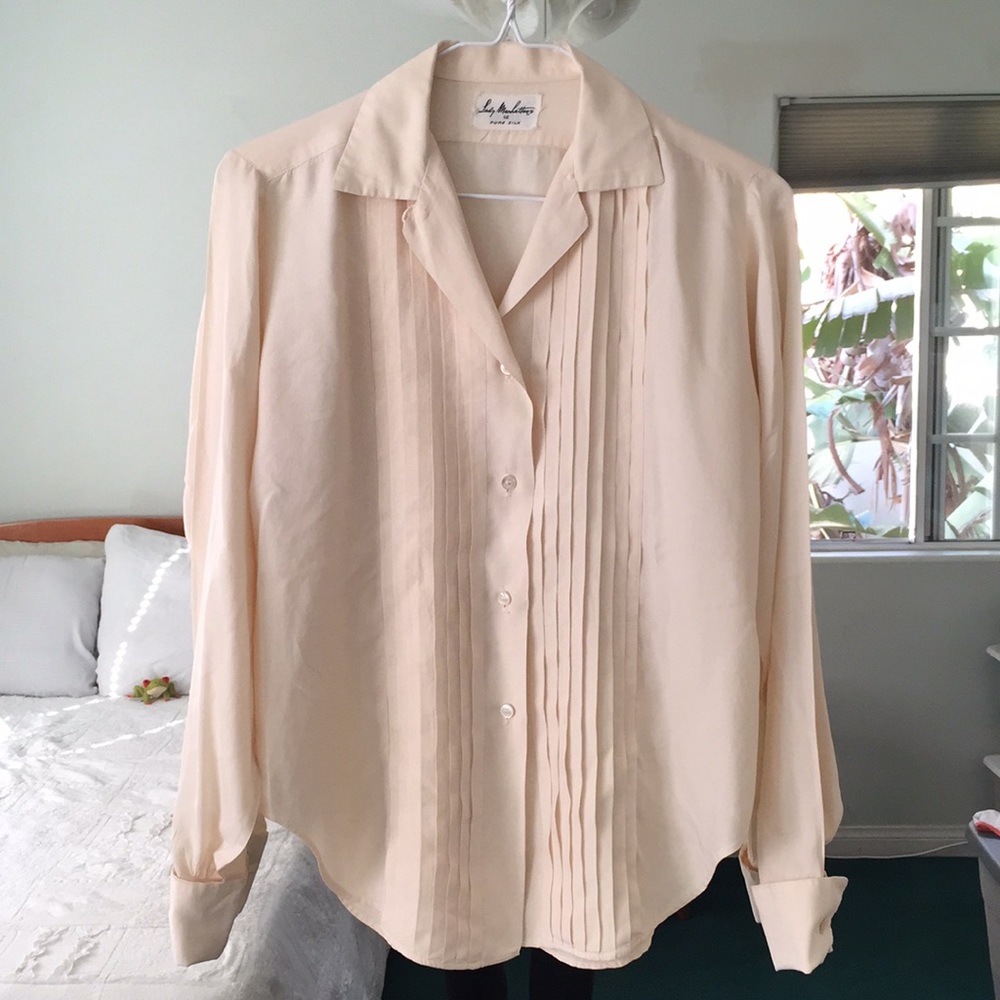 Silk Pleated Button up